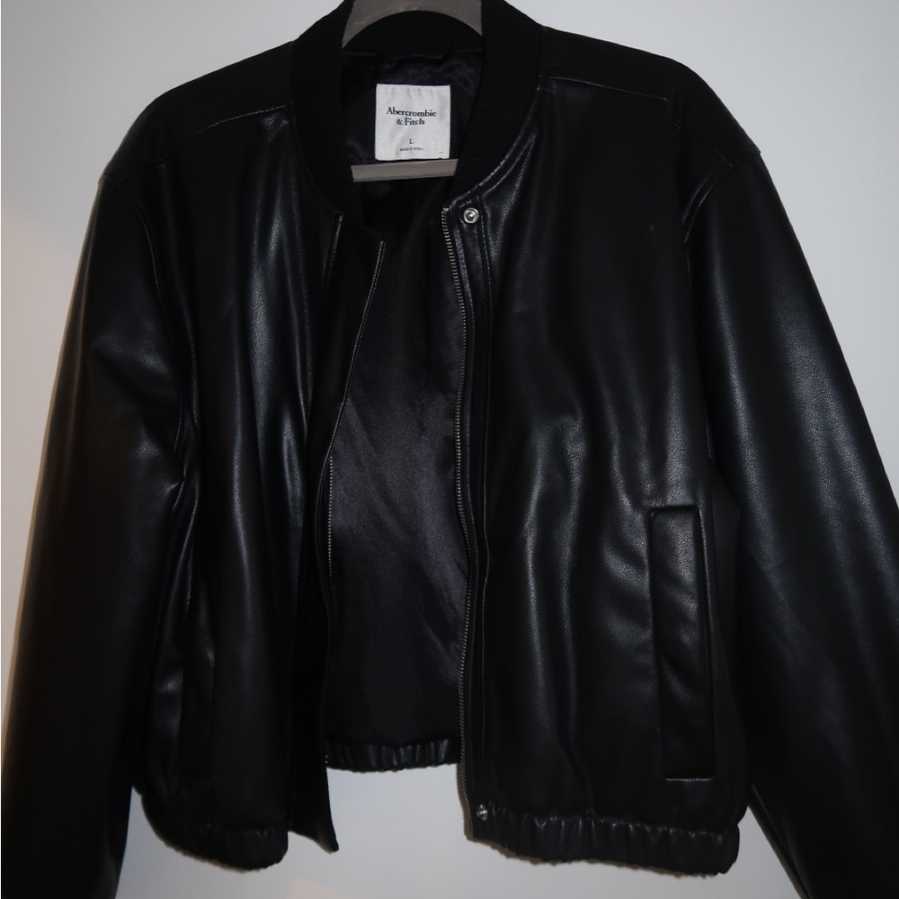 Abercrombie & Fitch Bomber Black Leather Jacket